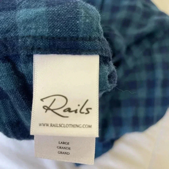 Rails plaid Val indigo coast linen blend front tie button down shirt - Picture 10 of 11